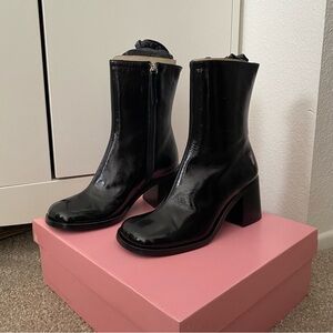 SOLD Intentionally Blank Patent Leather Ankle Boots